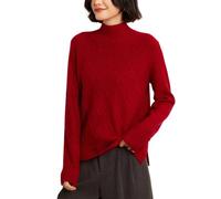 DISSA Pull Cachemire Femme Col Montant Motif Vague Diagonal,Rouge,44