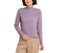 DISSA Pull Cachemire Femme Col Montant Pointelle V,Violet,34