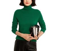 DISSA Pull Cachemire Femme Col Roulé Pointelle,Vert,36