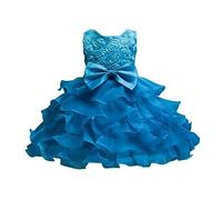 DISSA Robe Fille sans Manches Tulle Brodée Florale Princesse,3-10 Ans | broderie florale détaillée,grand nœud dos,fermeture cachée,jupe évasée complète,mariage,banquet,célébration