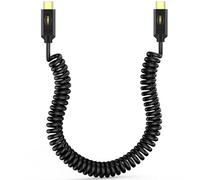 Disscool Câble USB 4 spiralé à ressort, câble USB C vers USB C 8K/6K @ 60 Hz 40 Gbit/s 240 W, câble d'extension de charge rapide de type C, compatible avec téléphones mobiles, ordinateurs portables