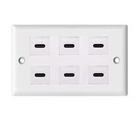 Disscool Panneau de prise murale à 6 ports sans boucle USB de type C avec ports USB Blanc Compatible avec iPhone/Samsung (plaque murale de sortie incluse)