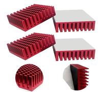 Dissipateur thermique, CTRICALVER 4 Pcs dissipateurs thermiques en aluminium 40mm x 40mm x 11mm (rouge), avec 3M ruban adhésif, pour transistors d'amplificateur à haute puissance