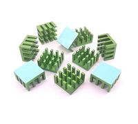 Dissipateur thermique Easycargo 10pcs 14mm en aluminium vert 14x14x8mm + pré-appliqué 3 m 8810 Ruban adhésif conducteur thermique pour puces de refroidissement GPU VRAM RAM VGA (14mmx14mmx8mm)