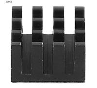 Dissipateur thermique en aluminium pour Circuit imprimé LED avec adhésif, 20 pièces, 14x14x8mm, noir