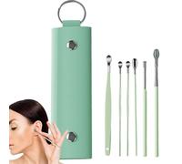 Dissolvant De Cérumen - Collection D'outils De Soin Des Oreilles En Métal 6 Pièces, Instruments De Nettoyage Ergonomiques Incurvés, Système De Stockage D'étui De Protection Portable | Support