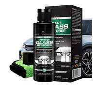 Dissolvant de film d'huile pour vitre de voiture 100 ml avec éponges | Anti-buée, anti-pluie, détachant d'huile | Nettoyant professionnel pour vitres de voiture pour taches, taches d'eau et surfaces