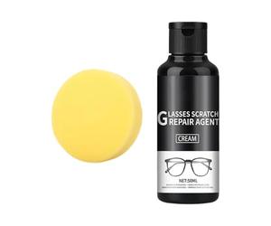 Dissolvant de rayures - manquants sur les verres de lunettes en résine, doux 50 ml avec éponge portable | Dissolvant de rayures sur les lunettes | pour le jaunissement des fissures, manqua