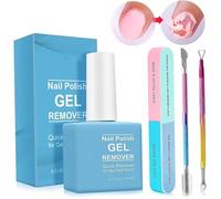 Dissolvant de vernis à ongles, kit de dissolvant vernis à ongles en gel, 15 ml, gelez facilement et rapidement avec un repousse-cuticules, un grattoir et une lime, pas besoin trempage ou d'emba