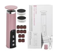 Dissolvant électrique de callosités pour pieds - Épurateur de peaux mortes - Rechargeable avec disques de papier de verre et têtes de meulage pour pieds doux et doux, 14 x 3 cm