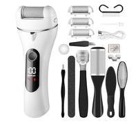 Dissolvant électrique pour callosités avec 3 accessoires et 2 réglages de vitesse pour des pieds lisses et doux IPX5, étanche, rechargeable par USB, pour peaux sèches