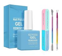 Dissolvant pour ongles en gel, kit de dissolvant pour vernis à ongles en gel, 15 ml, polissez facilement et rapidement avec un repousse-cuticules, un grattoir et une lime, pas besoin de trempage ou d