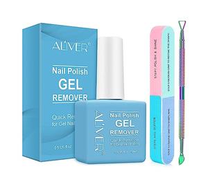 Dissolvant Vernis Semi Permanent, Magic Remover Semi Permanent avec un Bloc Polissoir Ongles un Grattoir à Cuticules, Disolvant a Ongles Semi Permanent -Retrait Facile et Rapide du Vernis à Ongles Gel