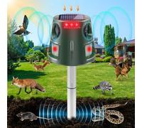 Dissuasif pour chat, répulsif à énergie solaire avec détecteur de mouvement, 6 modes, étanche, dispositif de chasse pour animaux avec lampe clignotante pour oiseaux, mouffettes, ratons laveurs, chats