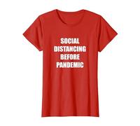 Distanciation Sociale Avant la pandémie T-Shirt, Femme, Rouge, S