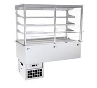 Vitrine Inox Réfrigérée Centrale Droite avec Portes Battantes, Cuve Réfrigérée Ventilée Capacité GN de 3 ou 4