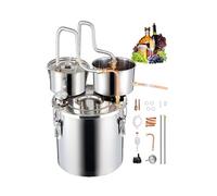 VEVOR Distillateur Alambic 19 L, Distillateur d'Alcool et d’Eau Inox, Chaudière à Spiritueux avec Serpentin en Cuivre, Double Condensateur avec Distillation Secondaire, Kit de Brassage Whisky Brandy