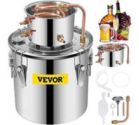 Distillateur, capacité de chaudière de 5 gallons, acier inoxydable + cuivre rouge, cuve à condenseur de 0,92 gallon, taille du baril 11,8" x 11,8" , poids 10,3 lbs