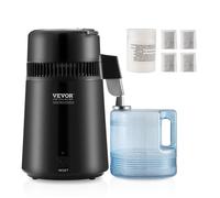 Distillateur d'Eau - VEVOR - 4L Distillateur d'Eau Pure Machine à Distiller l'Eau 1 L/h Intérieur Inox Noir