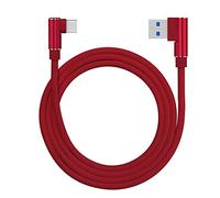 Distinct 3m Type C Cordon de Charge 90 degré coude tressé câble de données pour Samsung S9, Huawei P10 P9, Google Pixel, OnePlus 2/3 et Plus (Rouge)