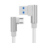 Distinct® Câble Micro USB 1M en Forme de L à 90 degrés à Angle Droit Cordon de Chargement de synchronisation de données pour Samsung Galaxy S7, HTC, Nexus, LG et Plus (Blanc)