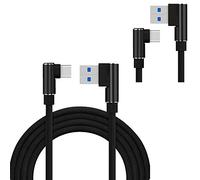 Distinct® Câble USB C 1M+2M+3M à Angle Droit en Forme de L à 90 degrés avec câble de Sync de Chargement pour Samsung Galaxy S8 S8 Plus, Google Pixel/Pixel XL de Type C Dispositifs (Noir)