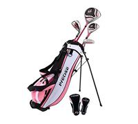 Distinctive Girls Pink Junior Golf Club Set for Age 3 to 5 (Height 3' to 3'8"), Left Handed Only, Set Includes: Driver, Hybrid Wood, #7 Iron, Putter, Bonus Stand Bag & 2 Headcovers