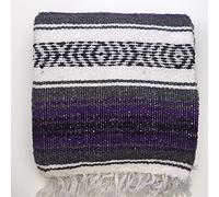 DistinctLook Couverture Falsa mexicaine - 6 couleurs - Tissé à la main - Fil recyclé - Pour yoga, méditation, camping, pique-nique, festival (violet uni gris)