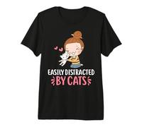 Distracted by Cats - Chat Mignon et drôle - Chaton T-Shirt Haut de Gamme