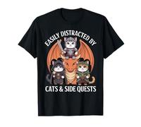 Distrait by Cats and Side Quests Cat Kight Dragon Girl Boy T-Shirt