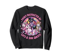 Distrait by Cats and Side Quests Cute Hero Cat Gamer Girls Sweatshirt