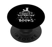 Distrait par le café, les chats et les livres Lecture PopSockets PopGrip Interchangeable