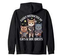 Distrait par Les Chats et Les héros des Chats Nains Elfes orques Sweat à Capuche