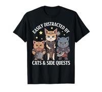 Distrait par Les Chats et Les héros des Chats Nains Elfes orques T-Shirt
