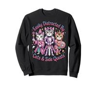 Distrait par Les Chats et Les quêtes Secondaires Gamer Cat Heros Sweatshirt