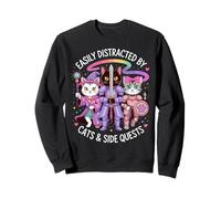 Distrait par Les Chats et Les quêtes Secondaires Mignons héros Chats Geek Filles Sweatshirt
