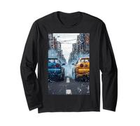 Distress Retro JDM Drifting Racing Cars Tokyo Street Scene Manche Longue
