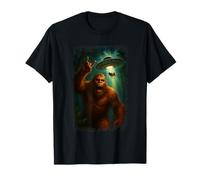Distressed Bigfoot and Cow UFO Selfie Invasion Alien Humor T-Shirt