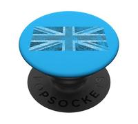 Distressed Britain England Union Jack Flag on Light Blue PopSockets PopGrip Adhésif