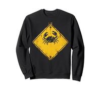 Distressed Crab Warning Sign Ocean Beach Sweatshirt