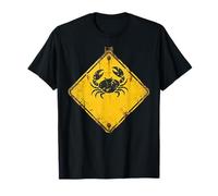 Distressed Crab Warning Sign Ocean Beach T-Shirt