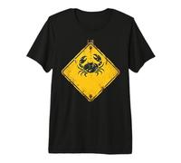Distressed Crab Warning Sign Ocean Beach T-Shirt Haut de Gamme