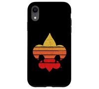 Distressed Fleur-De-Lis Retro 80's / 90's Scouting America Coque pour iPhone XR