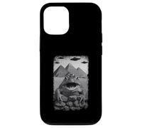 Distressed Frog Selfie at Pyramids Funny Vintage UFO Saying Coque pour iPhone 12/12 Pro