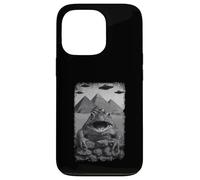 Distressed Frog Selfie at Pyramids Funny Vintage UFO Saying Coque pour iPhone 13 Pro