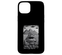 Distressed Frog Selfie at Pyramids Funny Vintage UFO Saying Coque pour iPhone 15 Plus