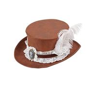 Distressed Leather Look Steampunk Top Hat -
