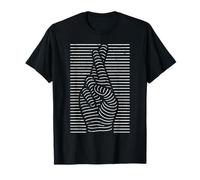 Distressed Optical Illusion Funny Crossed Fingers Hand Sign T-Shirt