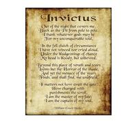 Distressed Parchment Poetry Art: Invictus by William Ernest Henley Print for Inspirational Decor(Framed,16x24inch(40x60cm))