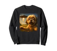 Distressed Shih Tzu UFO Selfie with Invasion Alien Novelty Sweatshirt